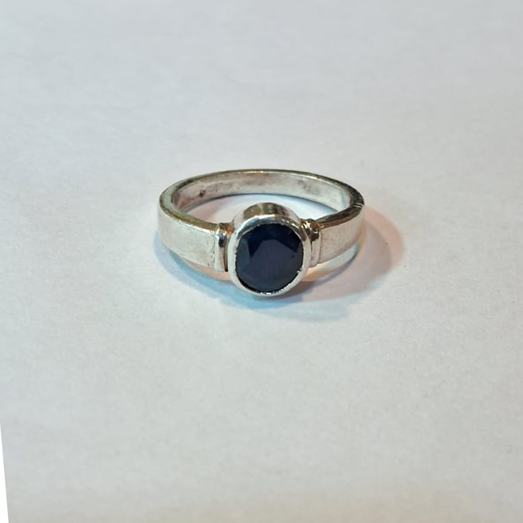 Silver blue stone ring